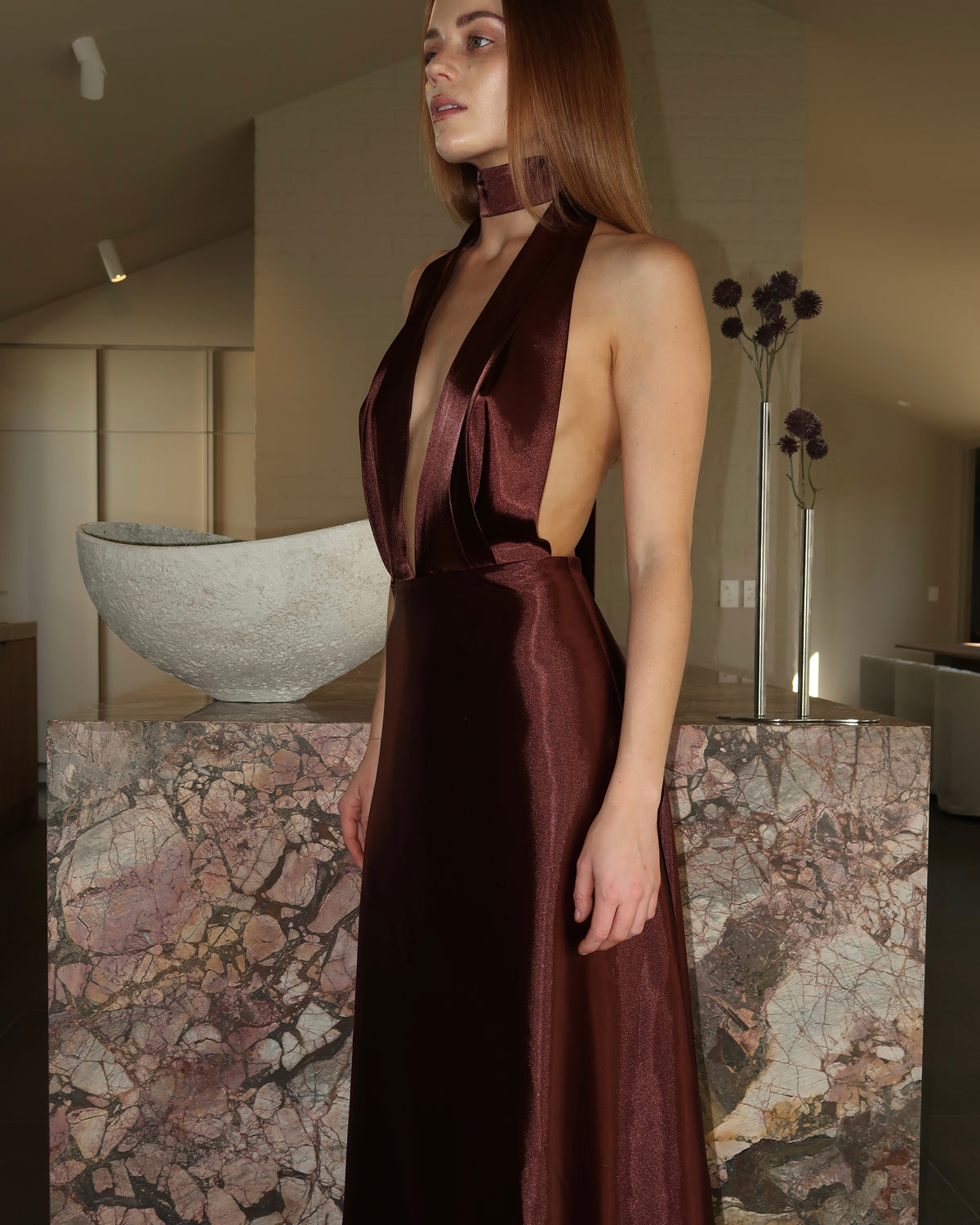 CHOCOLATE HALTER MAXI