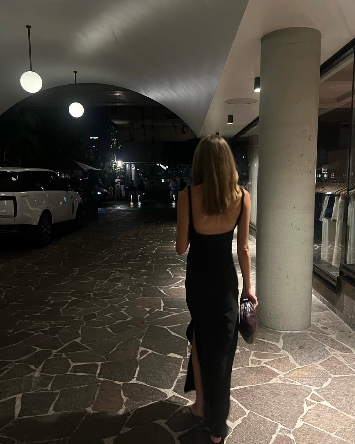 BLACK PLEAT TUCK DRESS