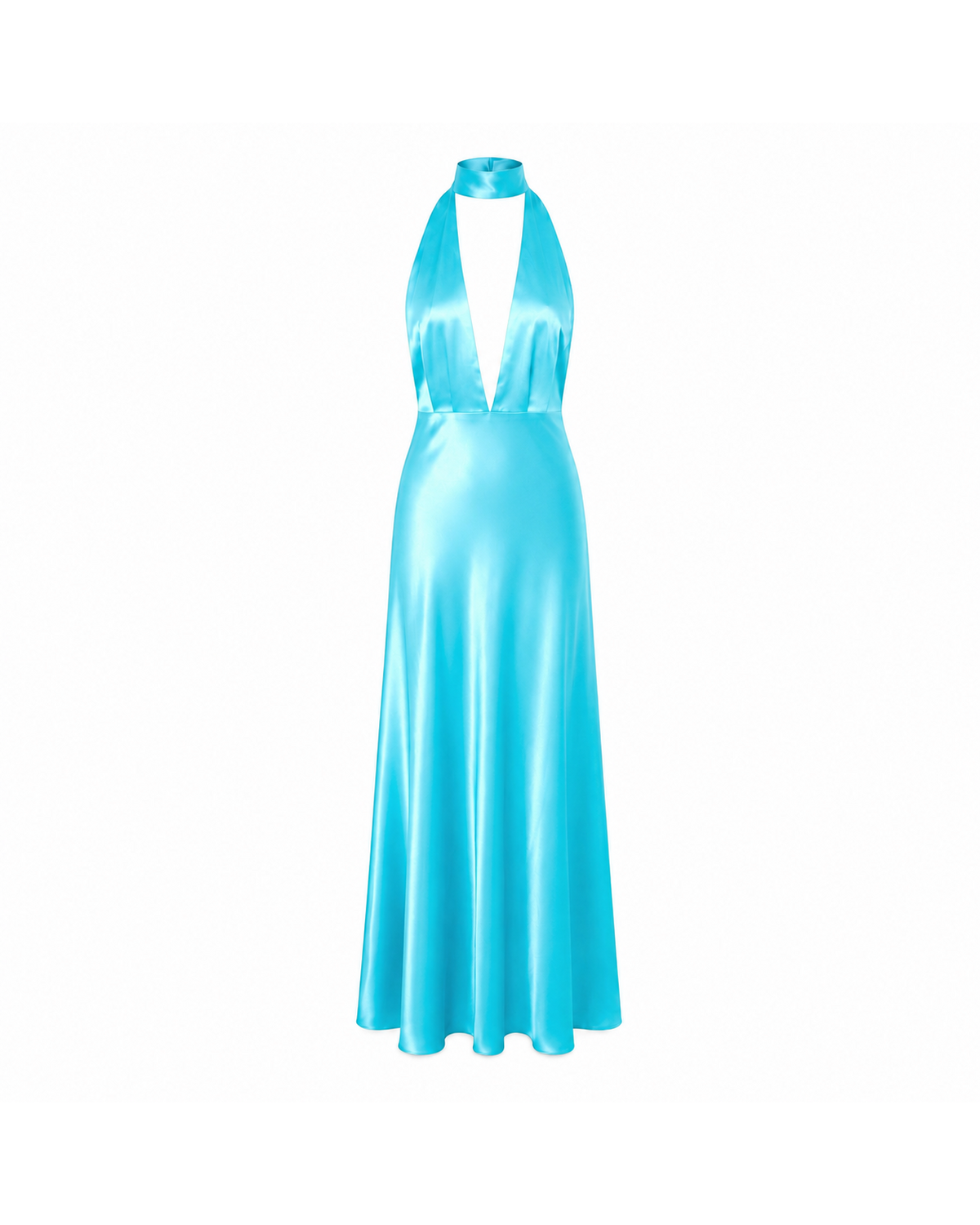 Aqua Halter Maxi front ghost silhouette