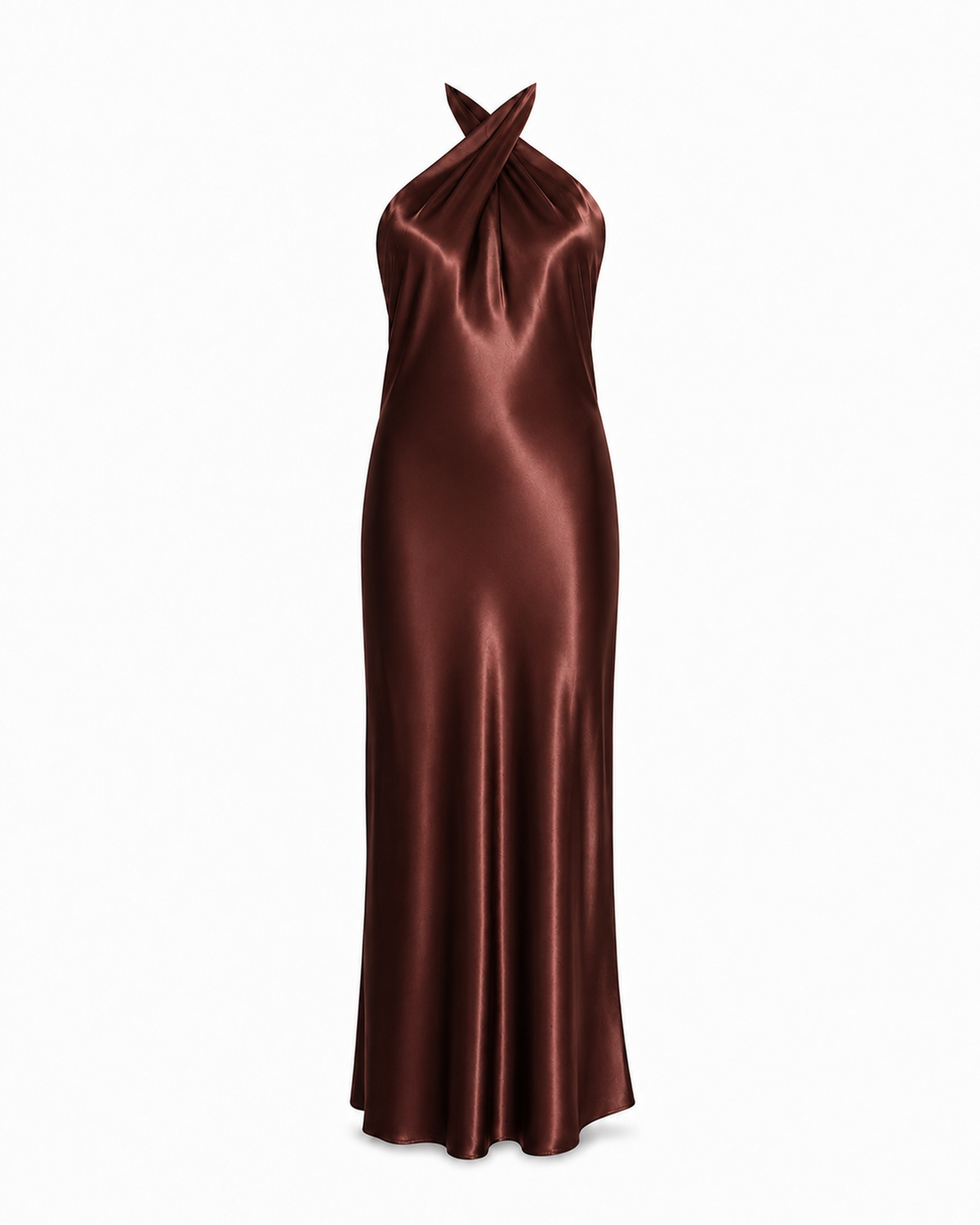 Chocolate Crossover Maxi dress front view