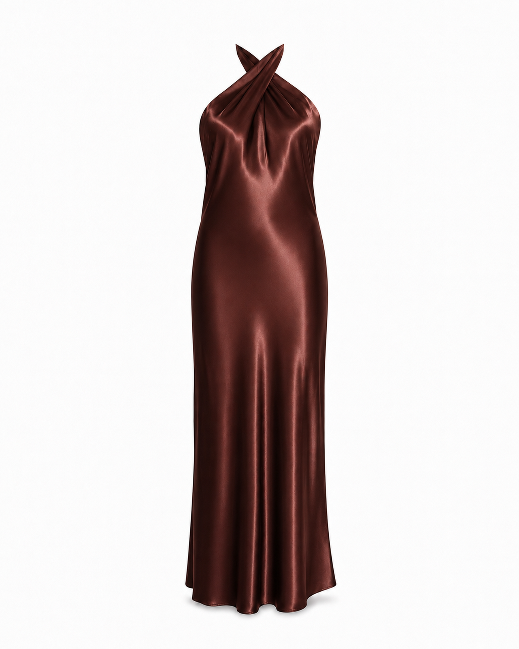 Chocolate Crossover Maxi dress front view