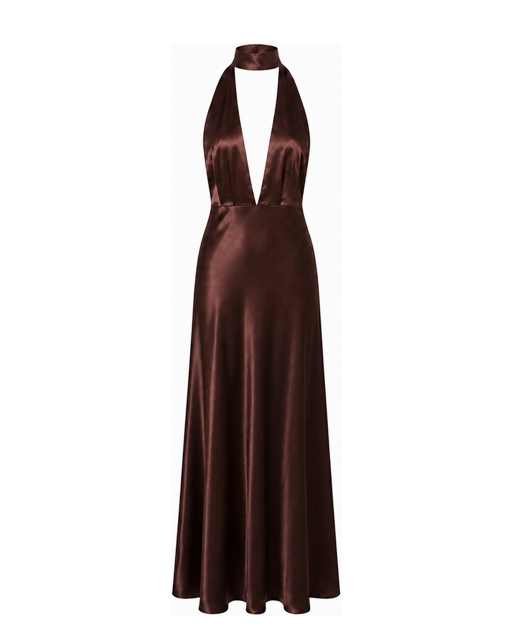 Chocolate Halter Maxi dress front view