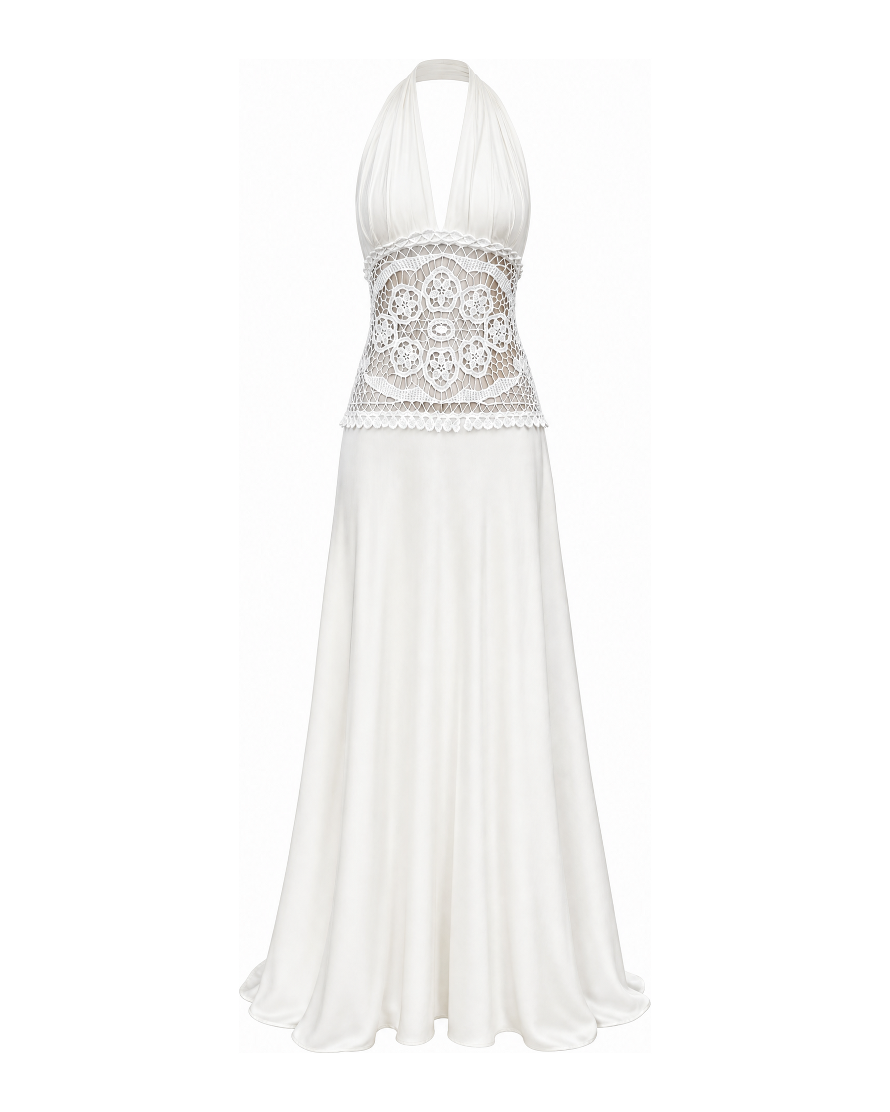 CROCHET HALTER GOWN front view