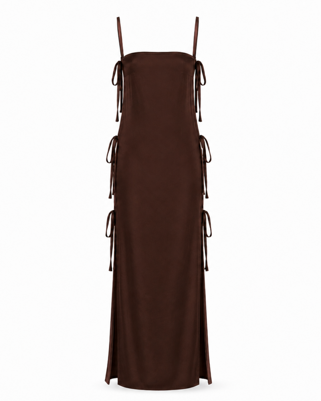 Eden Dress in chocolate – aligned front view