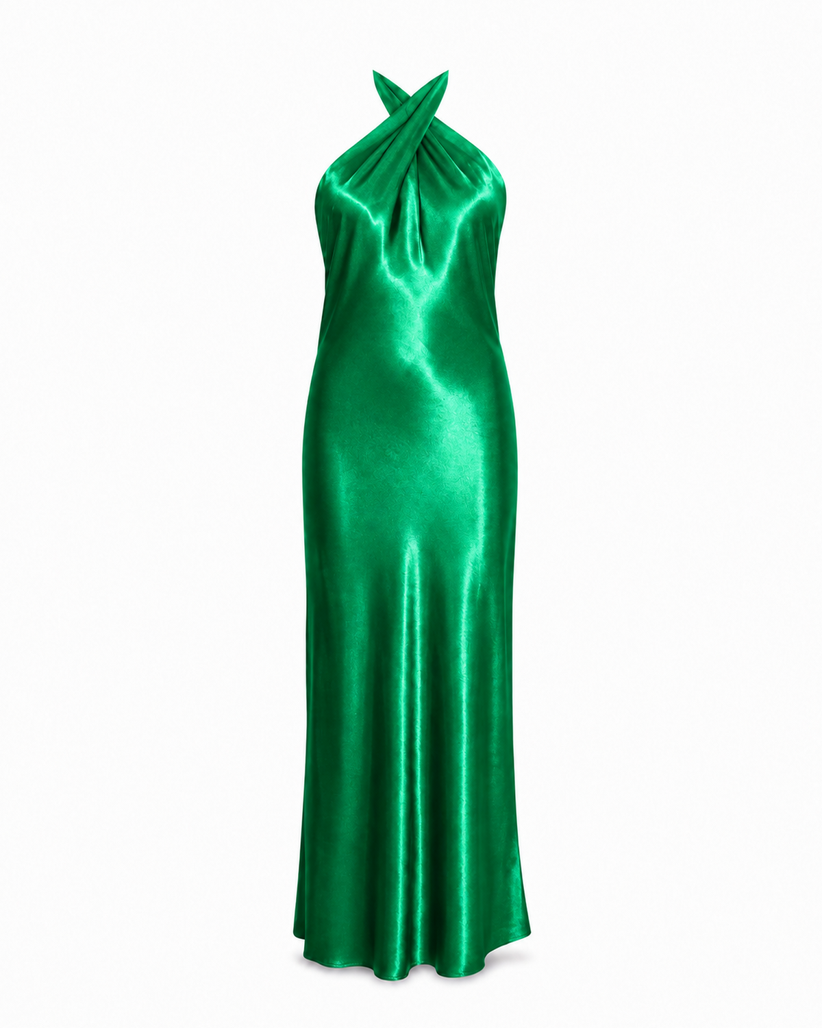 Green Crossover Maxi dress front view