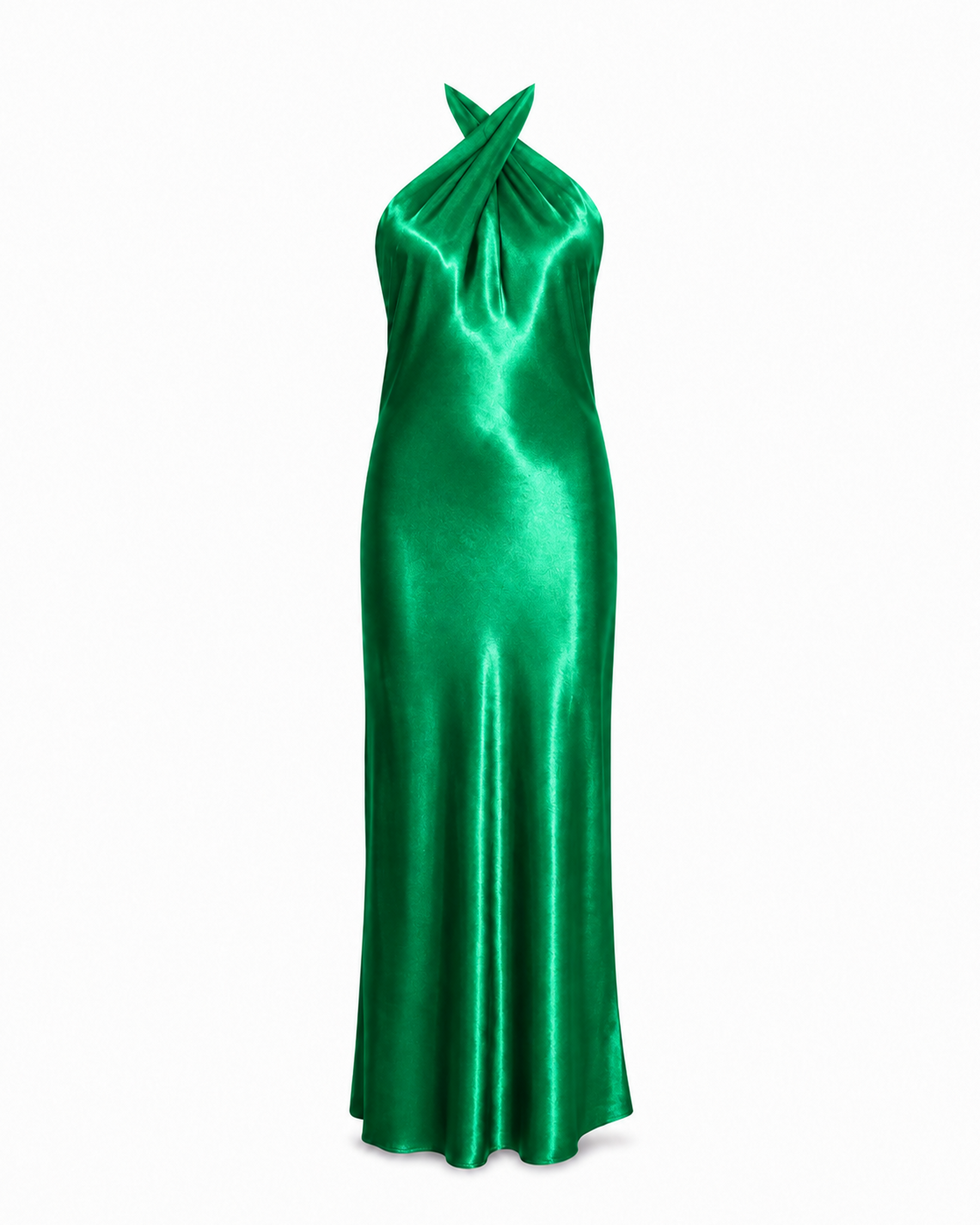 Green Crossover Maxi dress front view