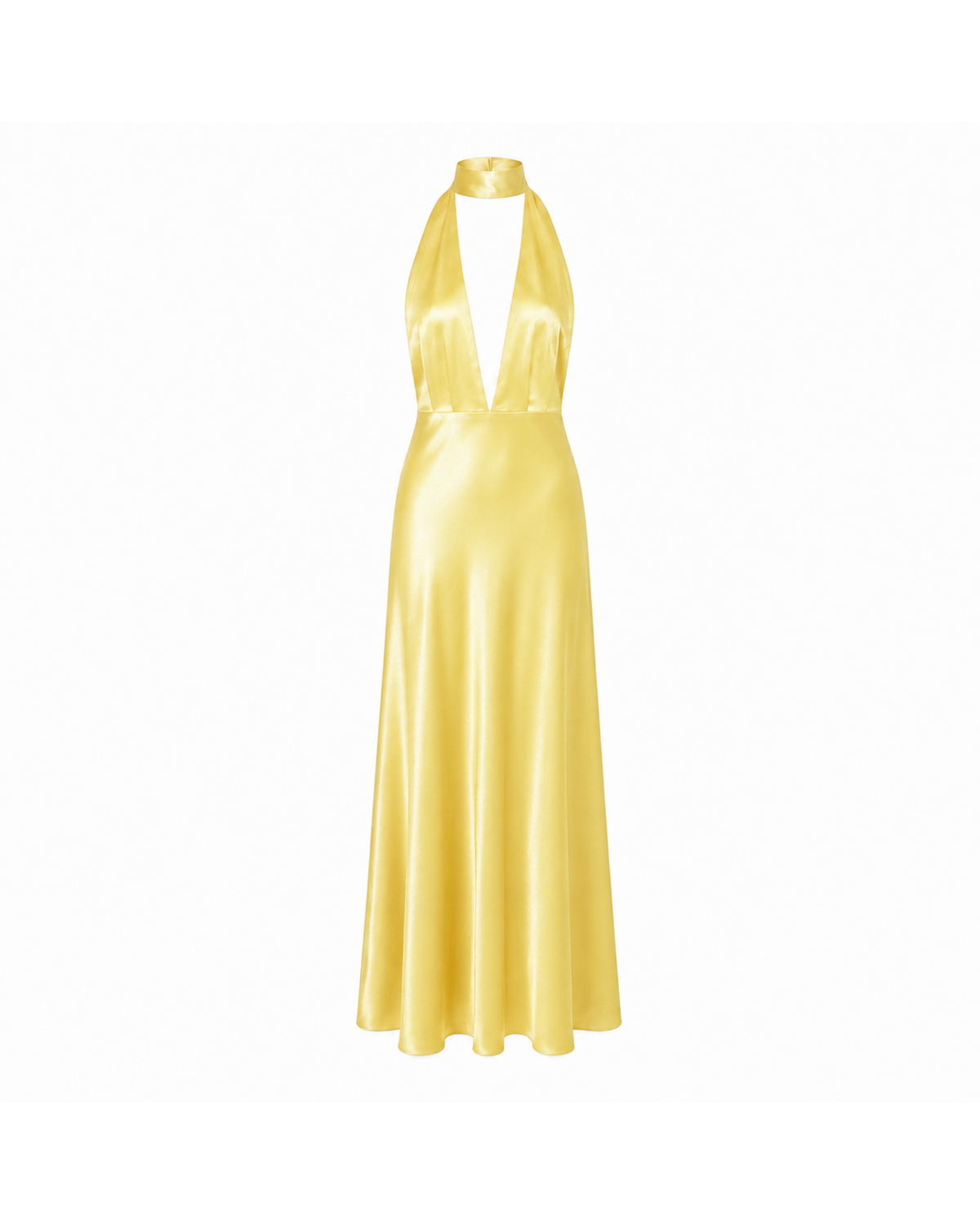 Lemon Halter Maxi front ghost silhouette