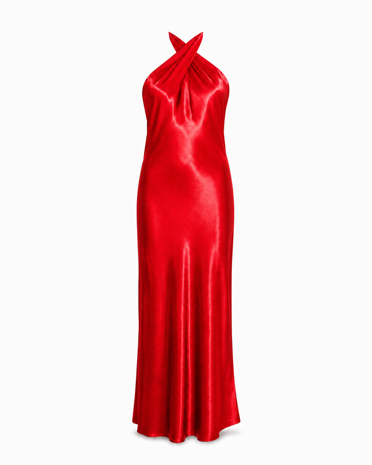 Red Crossover Maxi dress front view