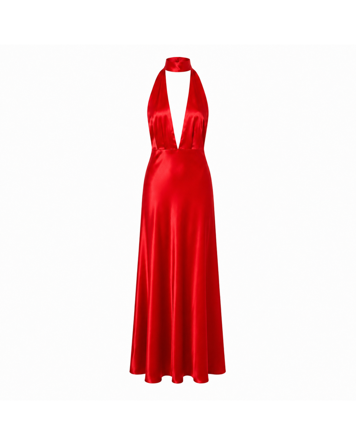 Red Halter Maxi front ghost silhouette