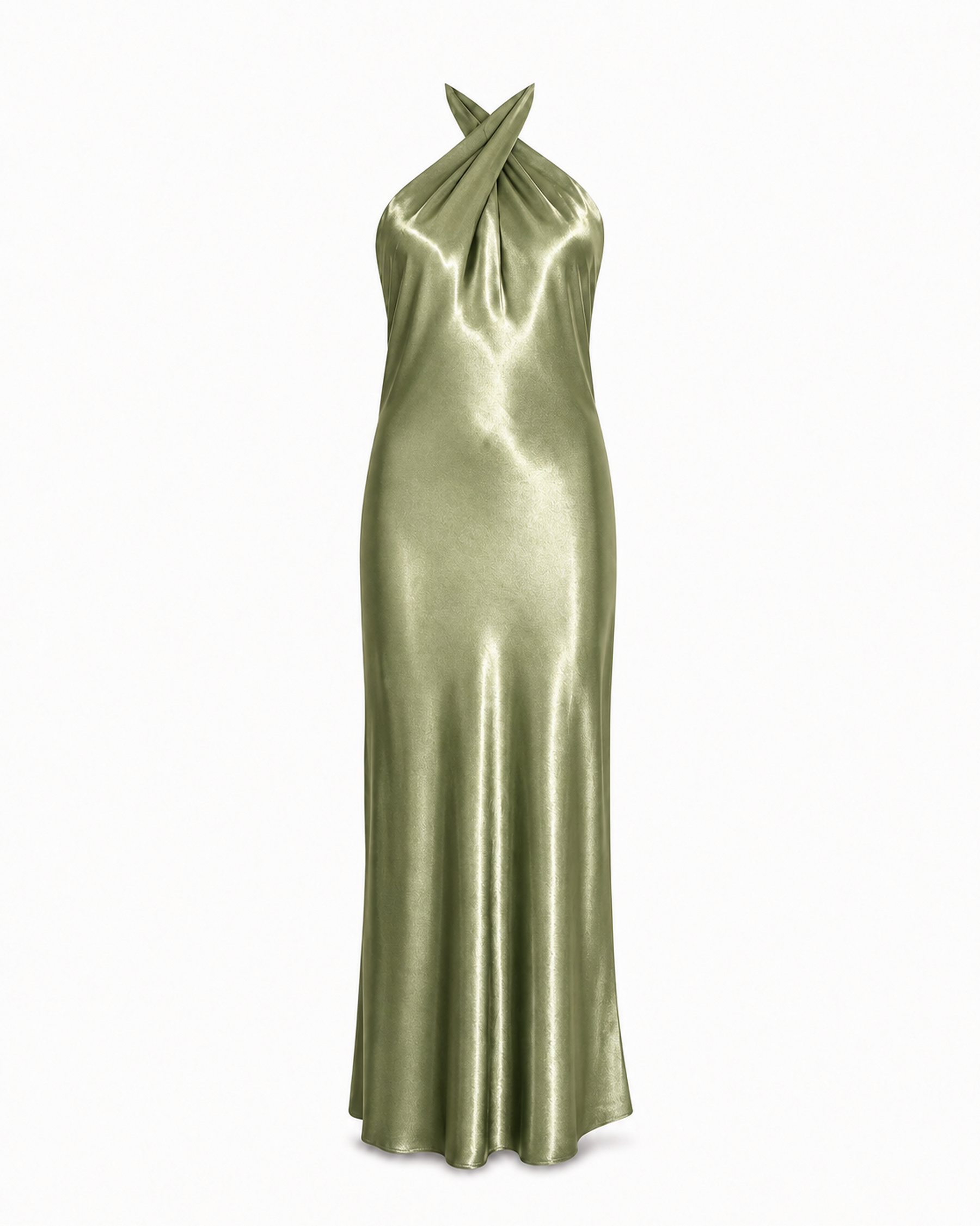 Sage Crossover Maxi dress front view