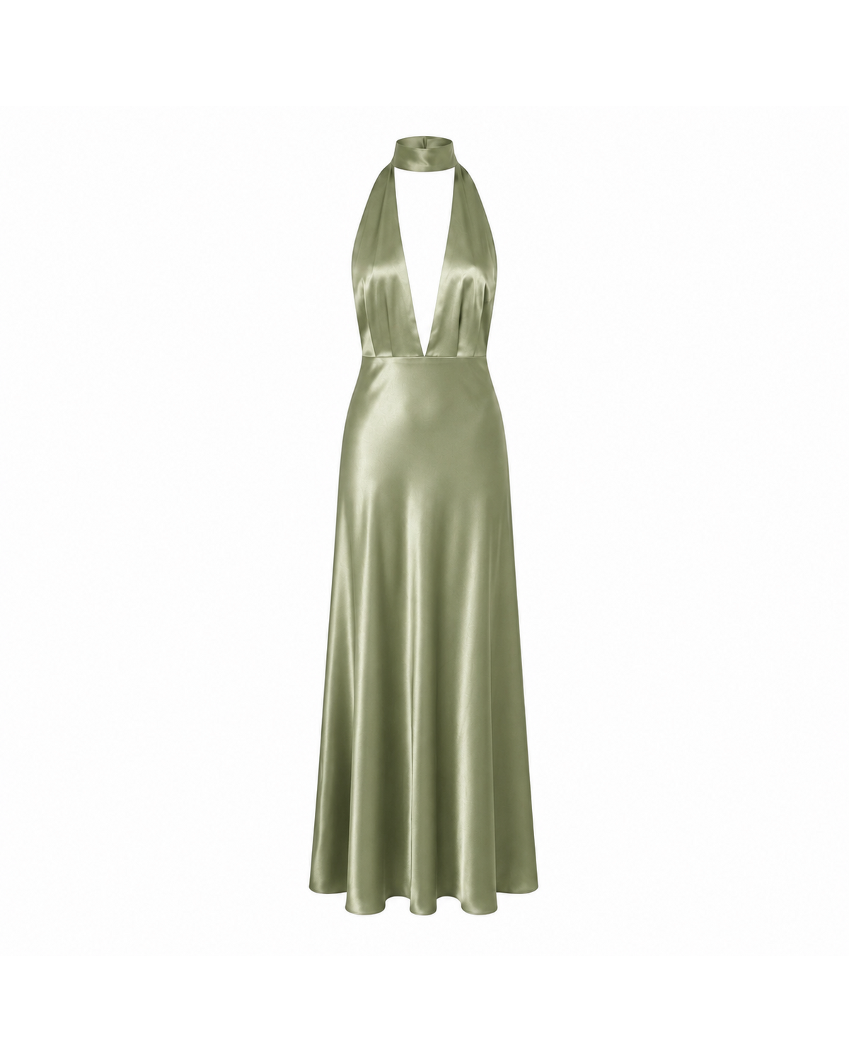 Sage Halter Maxi front ghost silhouette