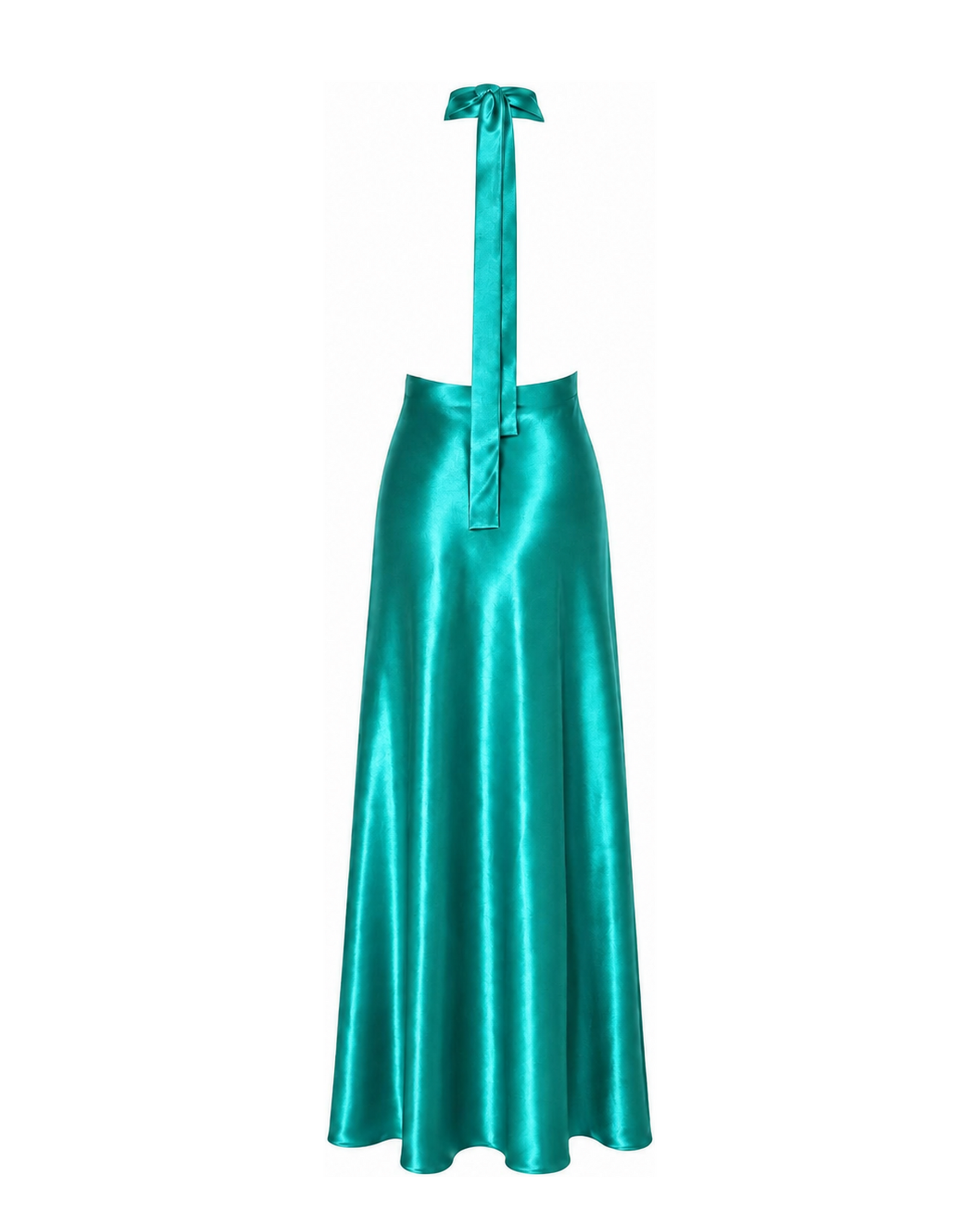 Teal Halter Maxi dress back view