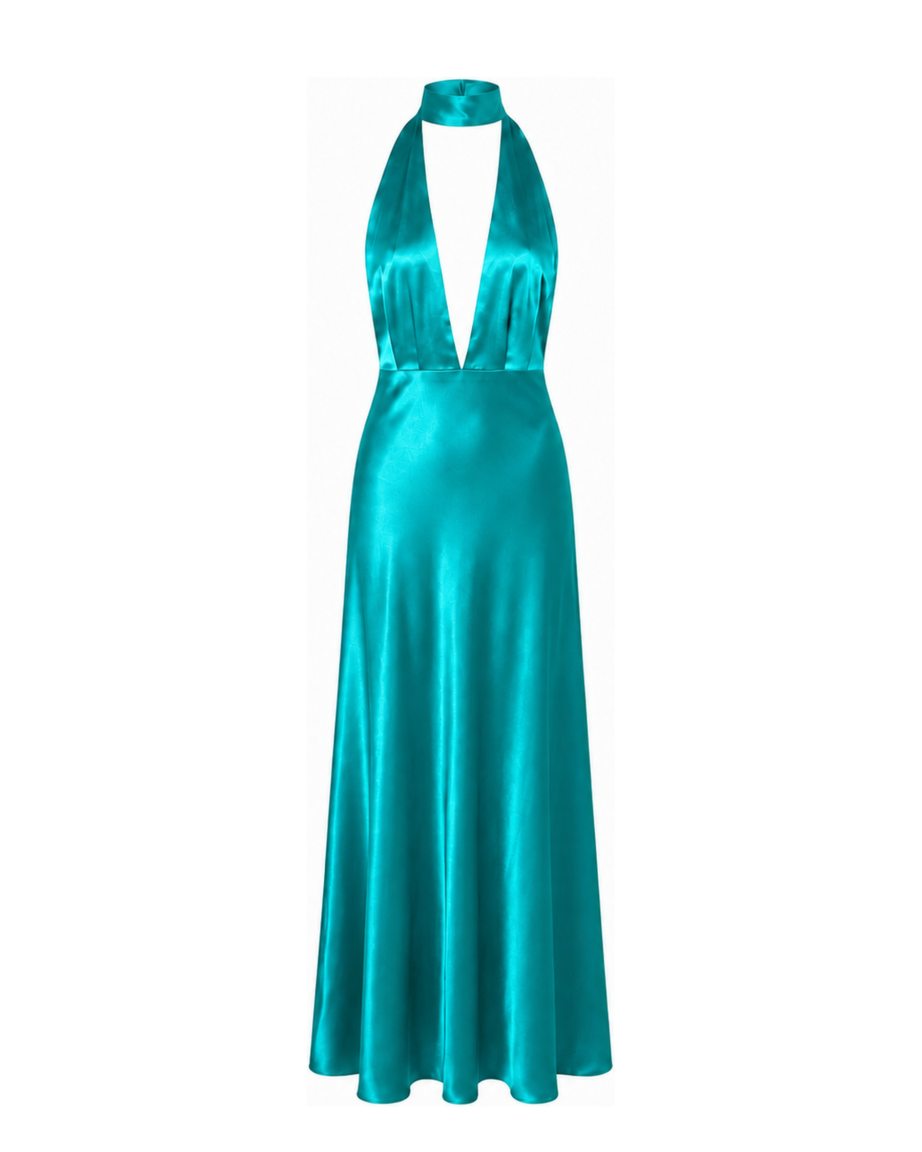 Teal Halter Maxi dress front view